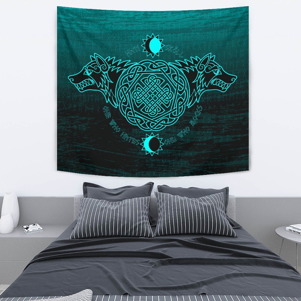 Skoll And Hati Viking Style Tapestry for Wall Décor