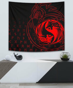Skoll and Hati Red Tapestry for Wall Décor