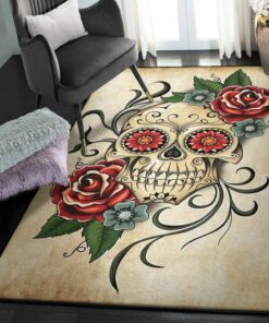 Skull Area Rugs For Living Room, Sugar Skull Rug, Skull Area Rug, Skull Rug for Living Room Bedroom Home Skull A79