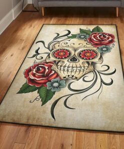 Skull Area Rugs For Living Room, Sugar Skull Rug, Skull Area Rug, Skull Rug for Living Room Bedroom Home Skull A79