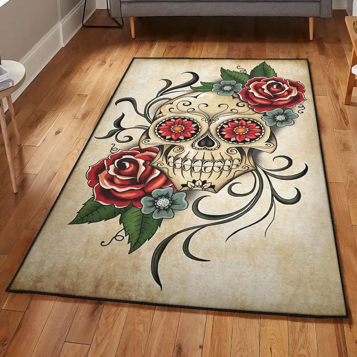 Skull Area Rugs For Living Room, Sugar Skull Rug, Skull Area Rug, Skull Rug for Living Room Bedroom Home Skull A79