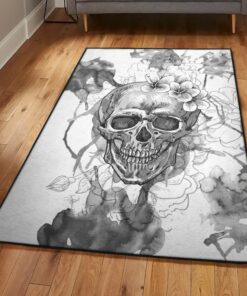 Skull Area Rugs, White Skull Rug, Skull Area Rug, Skull Rug for Living Room Bedroom Home Skull A04