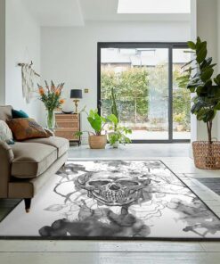 Skull Area Rugs, White Skull Rug, Skull Area Rug, Skull Rug for Living Room Bedroom Home Skull A04
