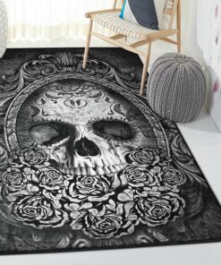 Skull Art Deco Rug, Skull Rug, Skull Area Rug, Skull Rug for Living Room Bedroom Home Skull A27
