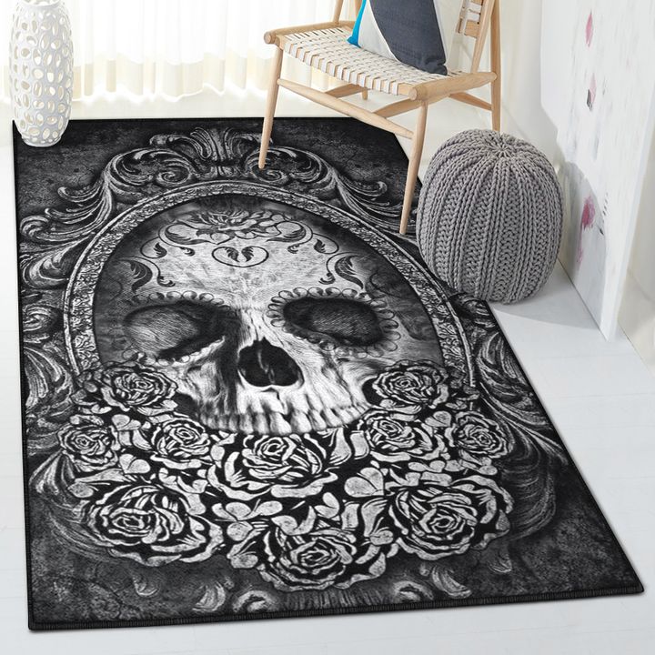 Skull Art Deco Rug, Skull Rug, Skull Area Rug, Skull Rug for Living Room Bedroom Home Skull A27
