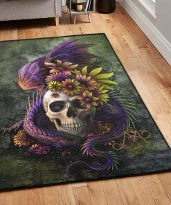 Skull Art Deco Rug, Skull Rug, Skull Area Rug, Skull Rug for Living Room Bedroom Home Skull A29