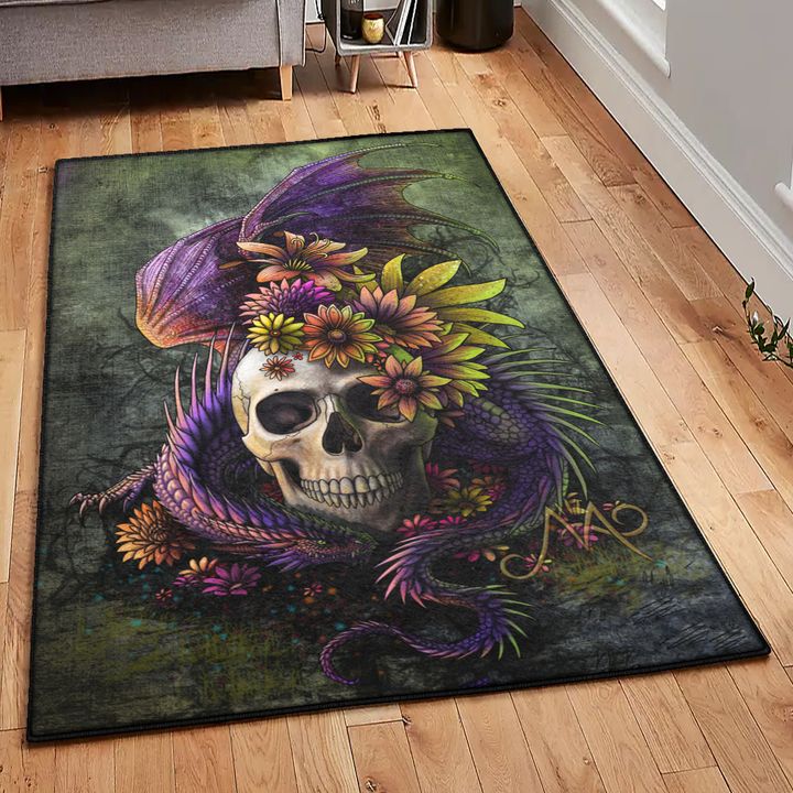 Skull Art Deco Rug, Skull Rug, Skull Area Rug, Skull Rug for Living Room Bedroom Home Skull A29