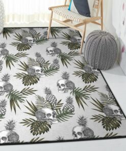 Skull Art Deco Rug, Tropical Pineapple Skull Rug, Skull Area Rug, Skull Rug for Living Room Bedroom Home Skull A37