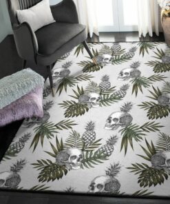Skull Art Deco Rug, Tropical Pineapple Skull Rug, Skull Area Rug, Skull Rug for Living Room Bedroom Home Skull A37