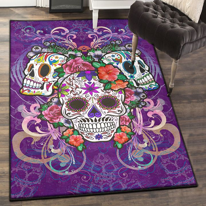 Skull Bedroom Rugs, Sugar Skull Rug, Skull Area Rug, Skull Rug for Living Room Bedroom Home Skull A06