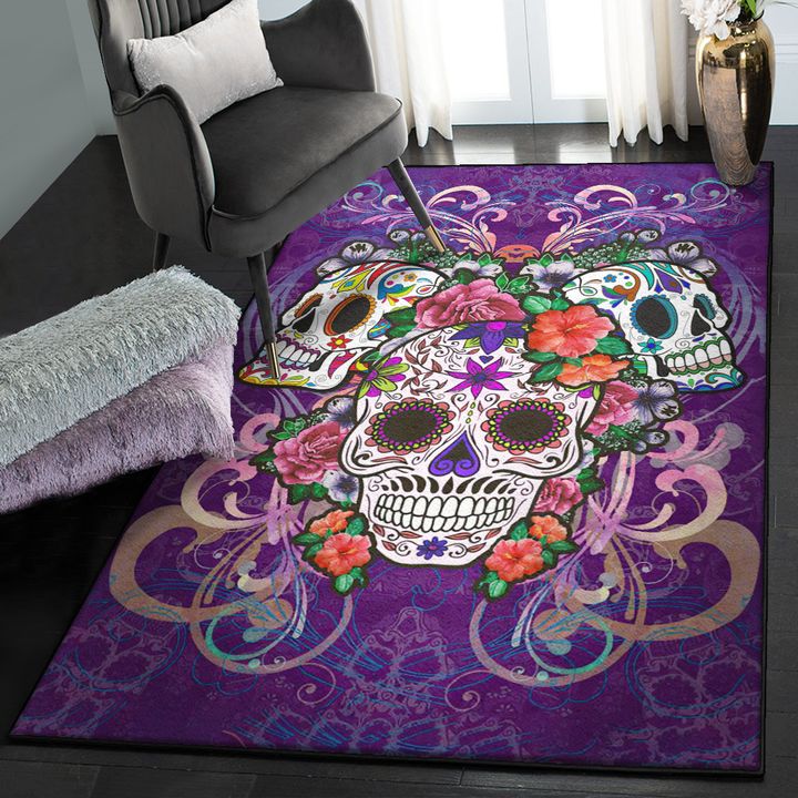 Skull Bedroom Rugs, Sugar Skull Rug, Skull Area Rug, Skull Rug for Living Room Bedroom Home Skull A06