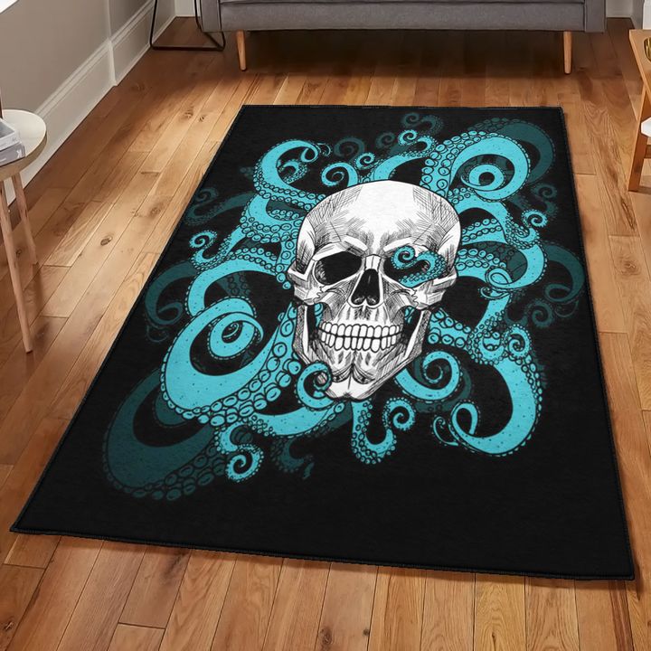 Skull Cool Rugs, Octopus and Skull Rug, Skull Area Rug, Skull Rug for Living Room Bedroom Home Skull A60