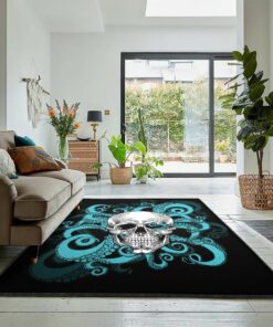 Skull Cool Rugs, Octopus and Skull Rug, Skull Area Rug, Skull Rug for Living Room Bedroom Home Skull A60