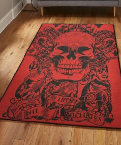 Skull Cool Rugs, Red Skull Rug, Skull Area Rug, Skull Rug for Living Room Bedroom Home Skull A08