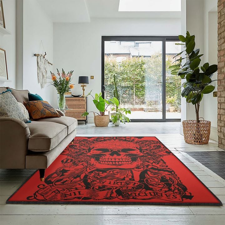 Skull Cool Rugs, Red Skull Rug, Skull Area Rug, Skull Rug for Living Room Bedroom Home Skull A49