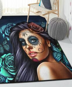 Skull Cool Rugs, Turquoise Skull Rug, Skull Area Rug, Skull Rug for Living Room Bedroom Home Skull A70