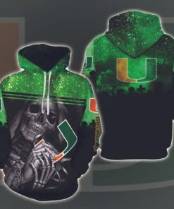 Skull Death Hold Logo Miami Hurricanes With Halloween 3D All Over Print Zip Hoodie Gifts For Ncaa Fans