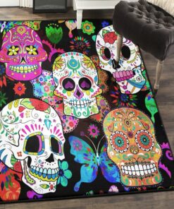 Skull Indoor Outdoor Carpet, Sugar Skull Rug, Skull Area Rug, Skull Rug for Living Room Bedroom Home Skull A57