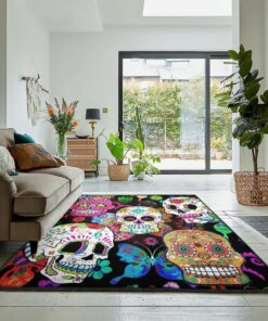 Skull Indoor Outdoor Carpet, Sugar Skull Rug, Skull Area Rug, Skull Rug for Living Room Bedroom Home Skull A57