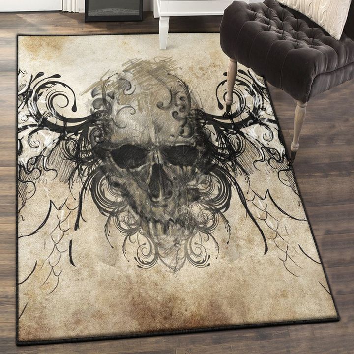 Skull Kitchen Rugs, Gothic Skull Rug, Skull Area Rug, Skull Rug for Living Room Bedroom Home Skull A01