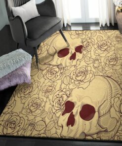Skull Large Area Rugs, Flowers Skull Rug, Skull Area Rug, Skull Rug for Living Room Bedroom Home Skull A61