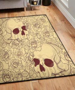 Skull Large Area Rugs, Flowers Skull Rug, Skull Area Rug, Skull Rug for Living Room Bedroom Home Skull A61