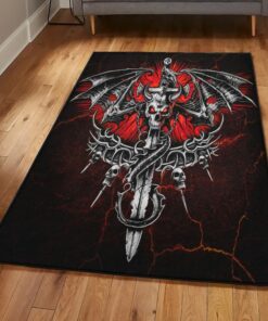 Skull Living Room Rugs, Dragon Skull Rug, Dragon Area Rug, Dragon Themed Rugs, Gift For Dragon Lovers, Personalized Rug, Carpet For Living Room, Bedding Room Home Decor DG117