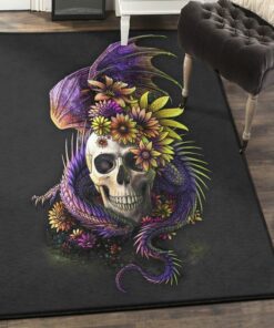 Skull Modern Rugs, Dragon Skull Rug, Skull Area Rug, Skull Rug for Living Room Bedroom Home Skull A07