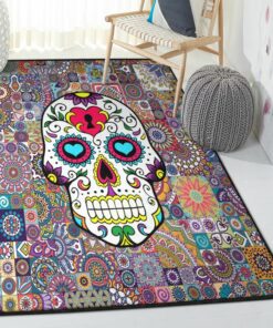 Skull Modern Rugs, Sugar Skull Rug, Skull Area Rug, Skull Rug for Living Room Bedroom Home Skull A05