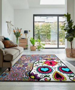 Skull Modern Rugs, Sugar Skull Rug, Skull Area Rug, Skull Rug for Living Room Bedroom Home Skull A05