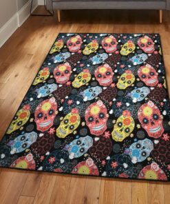 Skull Non Shedding Area Rug, Sugar Skull Rug, Skull Area Rug, Skull Rug for Living Room Bedroom Home Skull A16