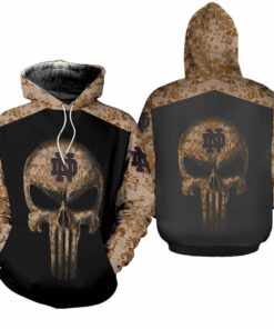 Skull Notre Dame Fighting Irish American Flag 3D All Over Print Zip Hoodie Gifts For Ncaa Fans