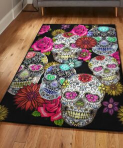 Skull Outdoor Carpet, Sugar Skull Rug, Skull Area Rug, Skull Rug for Living Room Bedroom Home Skull A55