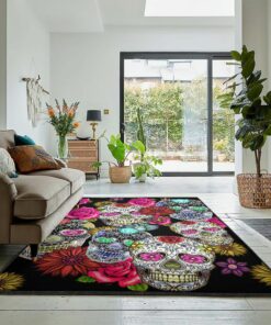 Skull Outdoor Carpet, Sugar Skull Rug, Skull Area Rug, Skull Rug for Living Room Bedroom Home Skull A55