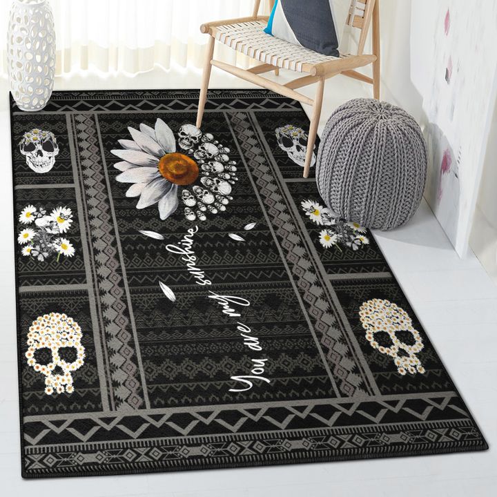 Skull Playroom Rug, Skull Daisy Rug, Skull Area Rug, Skull Rug for Living Room Bedroom Home Skull A19
