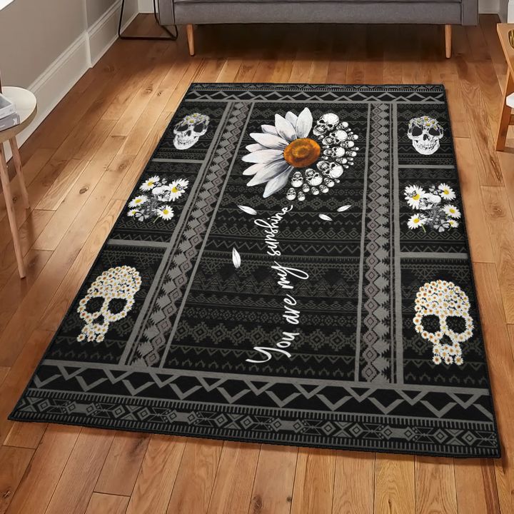 Skull Playroom Rug, Skull Daisy Rug, Skull Area Rug, Skull Rug for Living Room Bedroom Home Skull A19