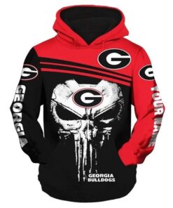 Skull Punisher With Georgia Bulldogs 3D All Over Print Zip Hoodie Gifts For Ncaa Fans