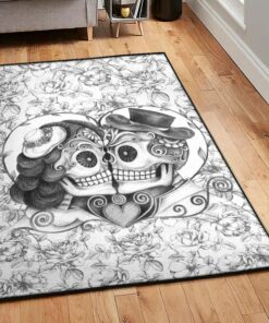 Skull Washable Rugs, Skull Couple Rug, Skull Area Rug, Skull Rug for Living Room Bedroom Home Skull A56