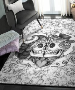Skull Washable Rugs, Skull Couple Rug, Skull Area Rug, Skull Rug for Living Room Bedroom Home Skull A56