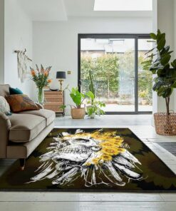 Skull Washable Rugs, Skull Sunflower Rug, Skull Area Rug, Skull Rug for Living Room Bedroom Home Skull A42