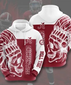 Skull With Logo Alabama Crimson Tide 3D All Over Print Zip Hoodie Gifts For Ncaa Fans
