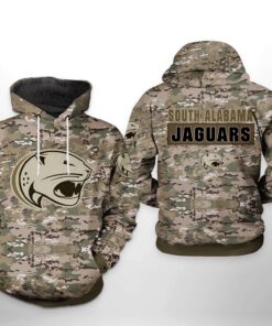 South Alabama Jaguars Ncaa Camo Veteran 3D All Over Print Hoodie, Zip-Up Hoodie