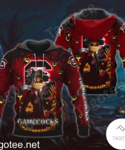 South Carolina Gamecocks Jack Skellington Halloween 3D All Over Print Zip Hoodie Gifts For Ncaa Fans