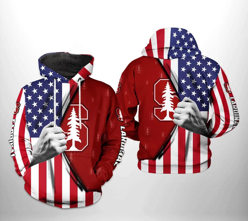 Stanford Cardinals Flag American My Heart 3D All Over Print Zip Hoodie Gifts For Ncaa Fans