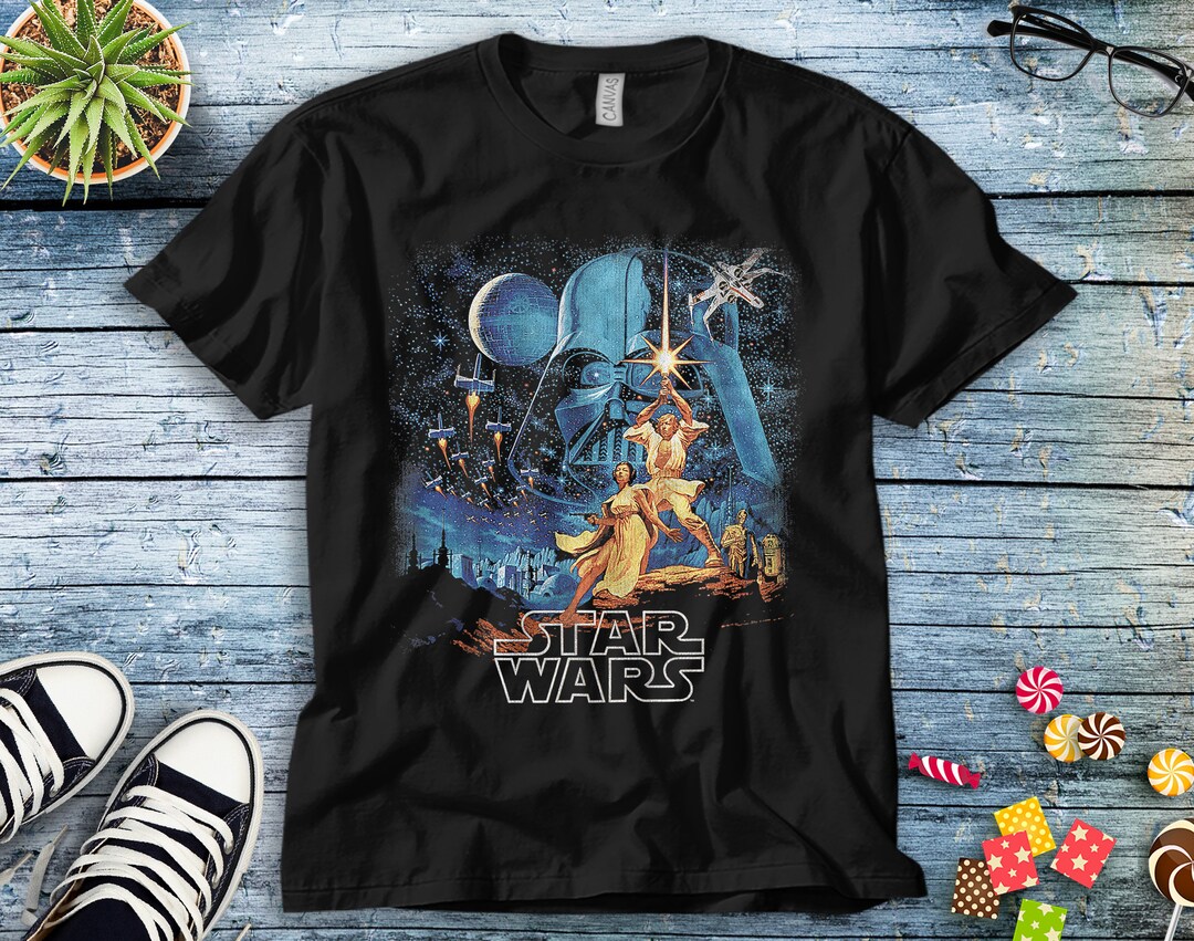 Star Wars A New Hope Faded Vintage Poster Graphic T-Shirt Unisex Adult T-shirt Kid Shirt Long Sleeve Hoodie Sweatshirt