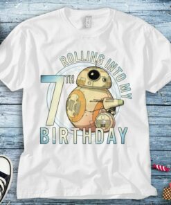 Star Wars BB-8 & D-O Rolling Into My 7th Birthday T-Shirt Unisex Adult T-shirt Kid Shirt Toddler Tee Women's Tank