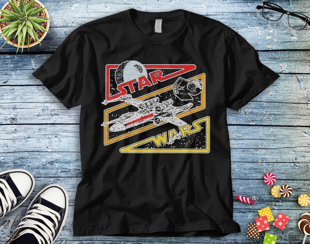 Star Wars Death Star X-Wing Tie Fighter Retro Logo T-Shirt Unisex Adult T-shirt Kid Shirt Long Sleeve Hoodie Sweatshirt Women's Tank