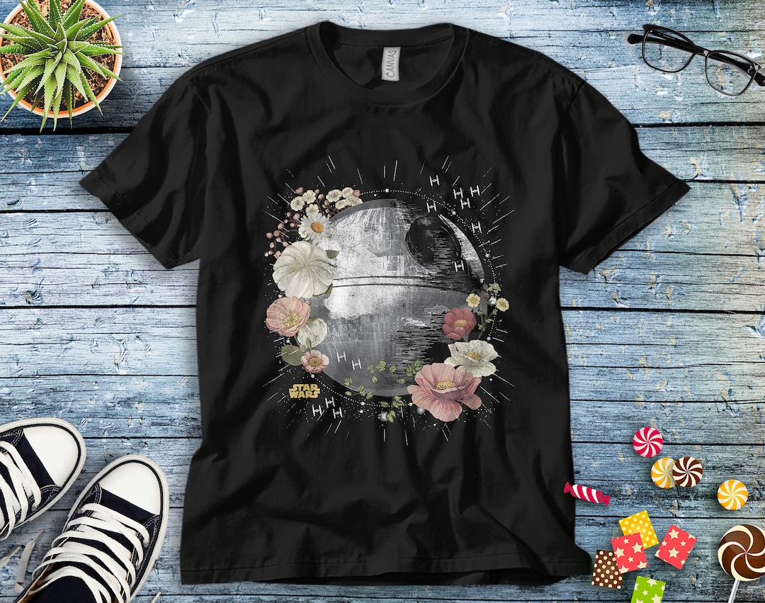 Star Wars Floral Death Star T-Shirt Unisex Adult T-shirt Kid Shirt Toddler Tee Women's Tank