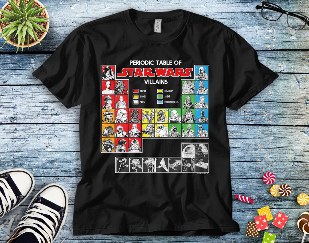 Star Wars Periodic Table Of Villains Unisex Adult T-shirt Kid Shirt Long Sleeve Hoodie Sweatshirt Women's Tank