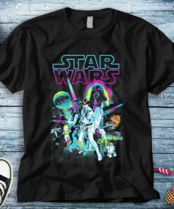 Star Wars Vintage Neon Splatter Movie Poster Unisex Adult T-shirt Kid Shirt Long Sleeve Hoodie Sweatshirt Women's Tank